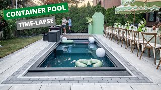 Shipping Container Swimming Pool Timelapse  ModPools Installation  Unilock Paver Patio Pool Deck [upl. by Deeas912]