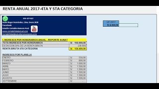 Calcula tu Renta Anual 4ta Categoría 2018 en ExcelPlantilla [upl. by Wivestad]