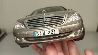 Diecast Autoart 118 Mercedes Benz S Class w221 S 500 Cubanite Silver Dealer Box [upl. by Rramaj267]