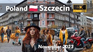 Street walk ☁️ Szczecin 🇵🇱 Poland  November 2023 4k [upl. by Aiclid]