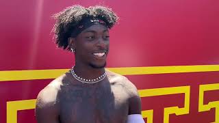 USC WR Zachariah Branch speaks to media after August 15th practice [upl. by Brod142]