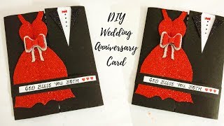 DIY Wedding Anniversary Card Tutorial  How to make card for Anniversary  Handmade Card [upl. by Eerb]