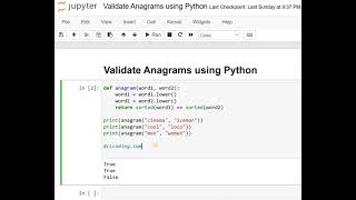 Day 24  Validate Anagrams using Python [upl. by Jorgenson]