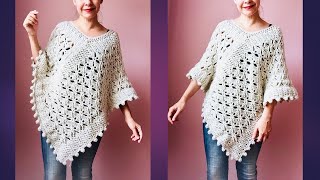 Poncho a crochet para mujer ¡Paso a paso [upl. by Frederico942]