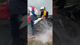 Burnout 🔥😱 shorts short vlogger burnout duke cbr honda trending rider viralvideo vlog 1k [upl. by Goldberg]