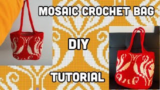 How to Crochet Mosaic Crochet Bag  Mosaic Crochet Tutorial  DIY Large Tote Bag  Crochet Tutorial [upl. by Seymour]