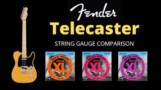 Telecaster String Gauge Comparison DAddario 10 Gauge 95 Gauge and 9 Gauge [upl. by Ahsaek977]