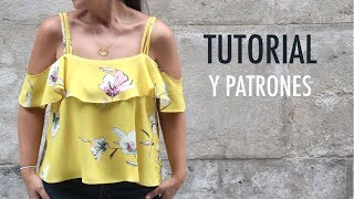 DIY Costura Blusa sin hombros patrones gratis [upl. by Noynek]