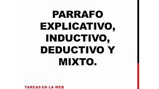 PARRAFO EXPLICATIVO DEDUCTIVO INDUCTIVO Y MIXTO [upl. by Zenia523]