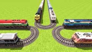 6 TRAINS OVERLAPPING ON THE THREE 180 DEGREE° SHARP TURNS RAILROAD ▶️ Train Simulator  CrazyRails [upl. by Airdnazxela]