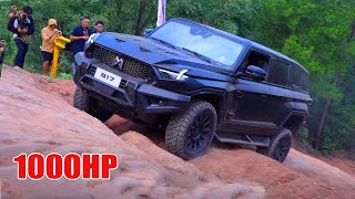 Dongfeng Warrior 917 EV 1000 HP vs Tank 300 20L turbo PK Offroad  Ford Ranger Raptor climbs hard [upl. by Adnim]