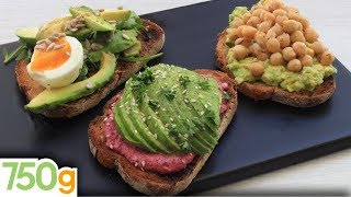 Recettes de Tartines avocat en 3 versions  750g [upl. by Aleel661]