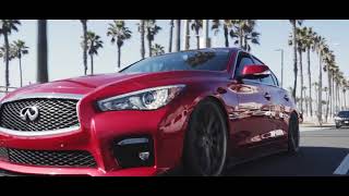 Bagged Infiniti Q50 Red Sport  Ambit FC20 20x9 20x105 [upl. by Barbabra]