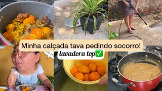 Fiz galinhada com pequi e tutu de feijão lavando a calçada com lavadora de alta pressão [upl. by Alena762]