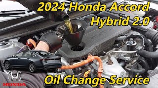 2024 Honda Accord Hybrid 20  Oil Change Service [upl. by Atinnod]