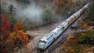 Lhoist North America rock train heads over over the Ozone trestle on its way down to Rockwood Tenn [upl. by Miksen]