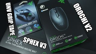 UNBOXING  RAZER OROCHI V2  SPHEX V3  UNIVERSAL GRIP TAPE [upl. by Nonek]