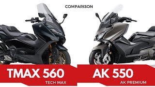 Yamaha TMAX 560 vs Kymco AK Premium Comparison [upl. by Eiwoh]