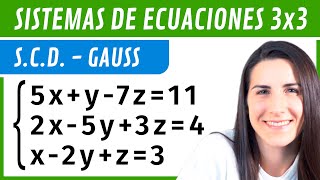 SISTEMAS de Ecuaciones 3x3 SCD ✅ Método de GAUSS [upl. by Oinotnaesoj77]