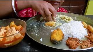 TODAYS EATING SHOWBASMATIRICE WITH FULKOPI PANEER TARKARIALUBHAJASAKBHAJAPIYAJIMACH BHAJADAAL [upl. by Kerianne]