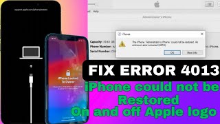 The iPhone Phone could not be restored An unknown error occurred4013 iPhone 11 on and offfixed [upl. by Tsiuqram]