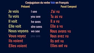 VOIR – French Verb Conjugation  Conjugaison du Verbe en Français Présent Passe Futur Subjonctif [upl. by Yreme903]