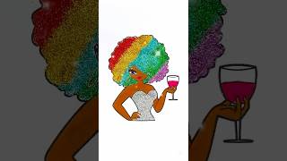 DIY glitter rainbow colors afro hair dress design craft for kids kids craft colors creative [upl. by Naamana915]