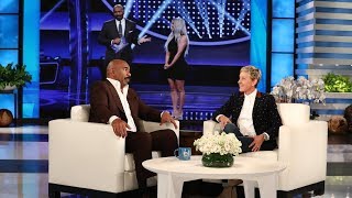 Steve Harvey Dishes on the KardashianWest Family Feud Episode [upl. by Ellehsad]