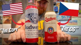 American Tries the REAL Budweiser Czech Republic VS Budweiser USA [upl. by Kreiner]