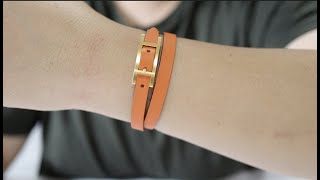 Hermes Mens Behapi Double Tour Bracelet layered with Clic H Bracelet amp Rivale Mini Bracelet 에르메스 [upl. by Avek819]