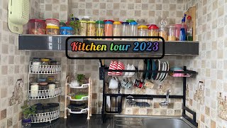 KITCHEN TOUR 2023॥Bangladeshi NonModulator Small Kitchen Organization॥Simple Kitchen Decor idea॥ [upl. by Idnahr389]