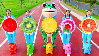 Five Little Speckled Frogs  Learn Fruits with Kids Song [upl. by Neelia]