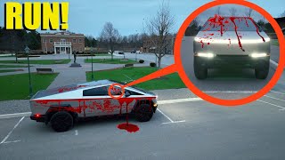 If you see this Tesla CyberTruck with BLOOD all over it Drive away fast Its a Trap [upl. by Leyameg820]