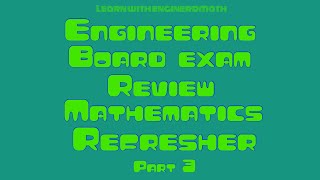 Engineering Board Exam Ph Review Math Refresher Part 3 Tagalog [upl. by Anillehs970]