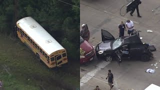 Sky 2 aerials of Alvin ISD school bus accident [upl. by Sisto]