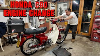 Lifan 110 semi automatic engine install on the Honda C90 [upl. by Ahseki]