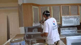 Cabinet Painting Refinishing and Painting  How To using Graco Sprayer [upl. by Sage]