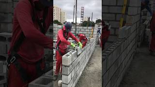 How to laying concrete block on a wall by professional brick laying [upl. by Kentiga]