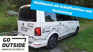 Multiboard mit Schlaffunktion und Heckauszug für VW T5 T6 T61 mit Schienensystem [upl. by Siloam]