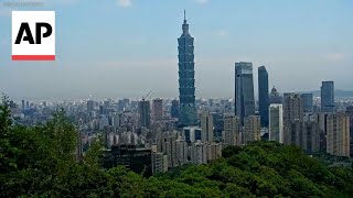 Moment when Taiwan earthquake shook financial district in Taipei [upl. by Chlori]