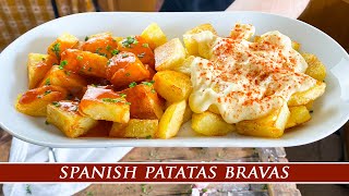 Spanish ¨Divorced¨ Patatas Bravas  Spanish Brave Potatoes Recipe [upl. by Esiole]