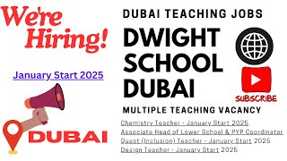 teaching abroad in dubai  Dwight School Dubai  Start 2025 [upl. by Jaenicke]