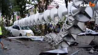 Gale knocks down Penang Umno HQ antenna [upl. by Silra51]