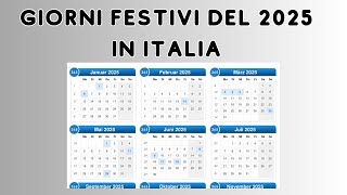 Le festività nel calendario 2025 [upl. by Maise]