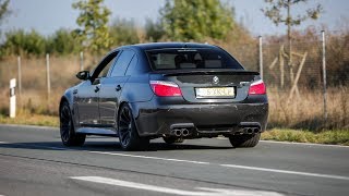 LOUD BMW M5 E60 w Guerrilla Straight Pipes  Revs Burnout amp Accelerations [upl. by Atnomed599]