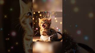 Kitten eats glitters 🌈😮 cat funny kitten [upl. by Mat]