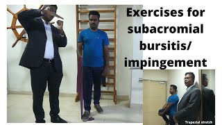 1 Exercises for shoulder impingement  Sub acromial bursitis  Scapular and Cuff exercises [upl. by Netaf894]