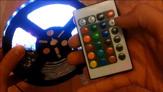 Unboxing and Review 5M 5050 RGB 300 SMD LED Strip Lights with remote Controller [upl. by Sainana779]