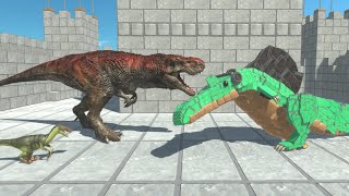 TRex and Deinonychus vs 30 Workshop Dinosaurs ARBS Animal Revolt Battle Simulator [upl. by Eihtak]