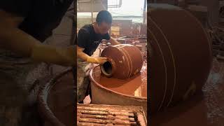 Glazing a ceramic wine jar [upl. by Lednyc789]